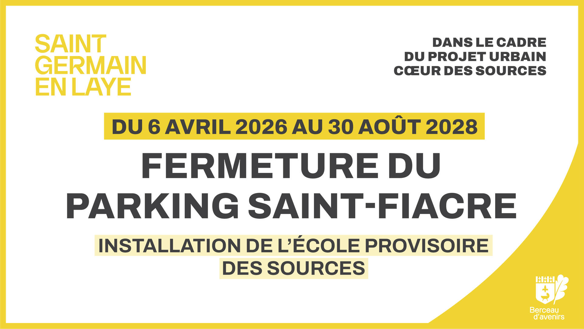 [INFO TRAVAUX] Fermeture du parking de l’avenue Saint-Fiacre à compter du 6 avril