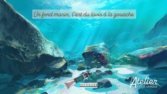 Un fond marin, l'art du lavis à la gouache