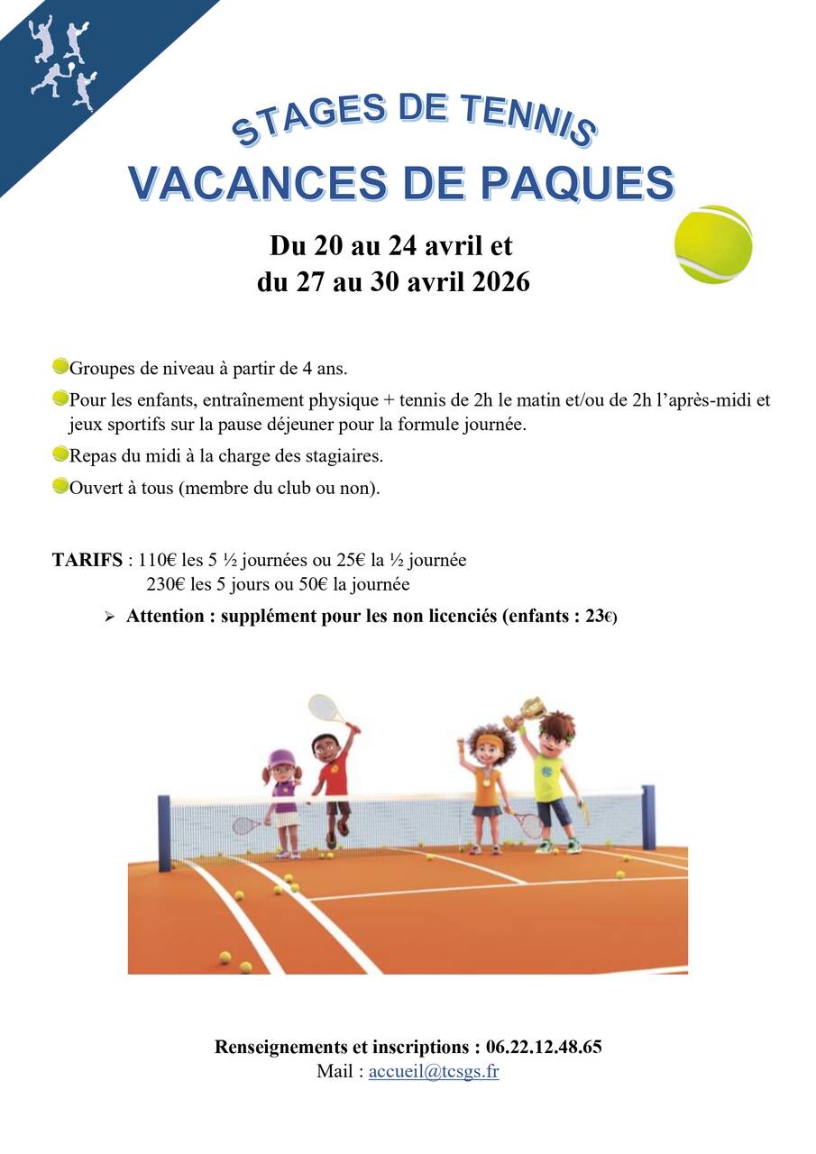 Stage Tennis Printemps 2026
