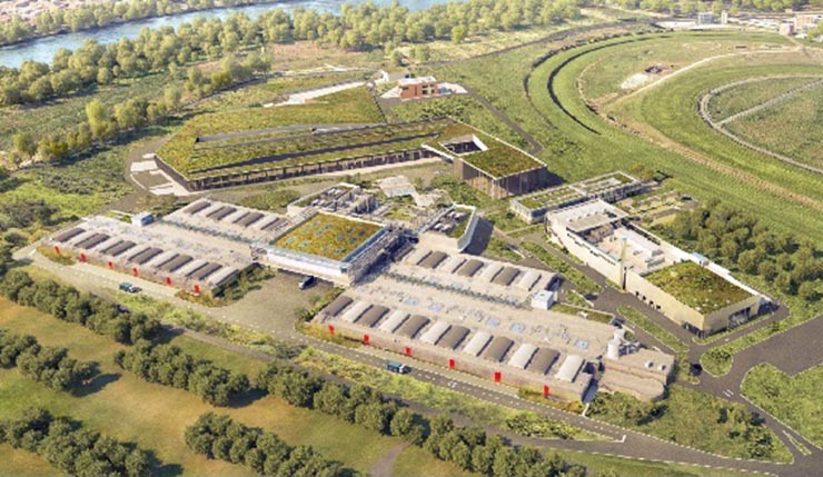 Vue du ciel de l'usine Seine Aval du SIAAP