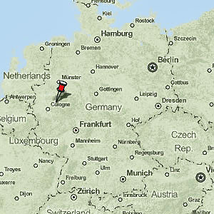 La ville de Schwelm sur une carte de l'Allemagne  