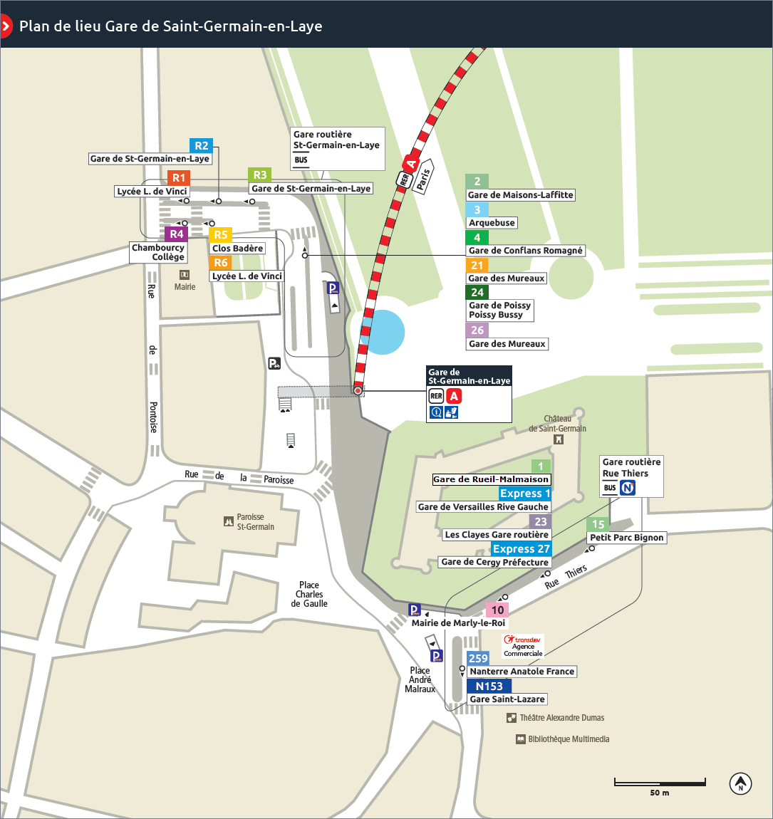 plan gare routière de Saint-Germain-en-Laye